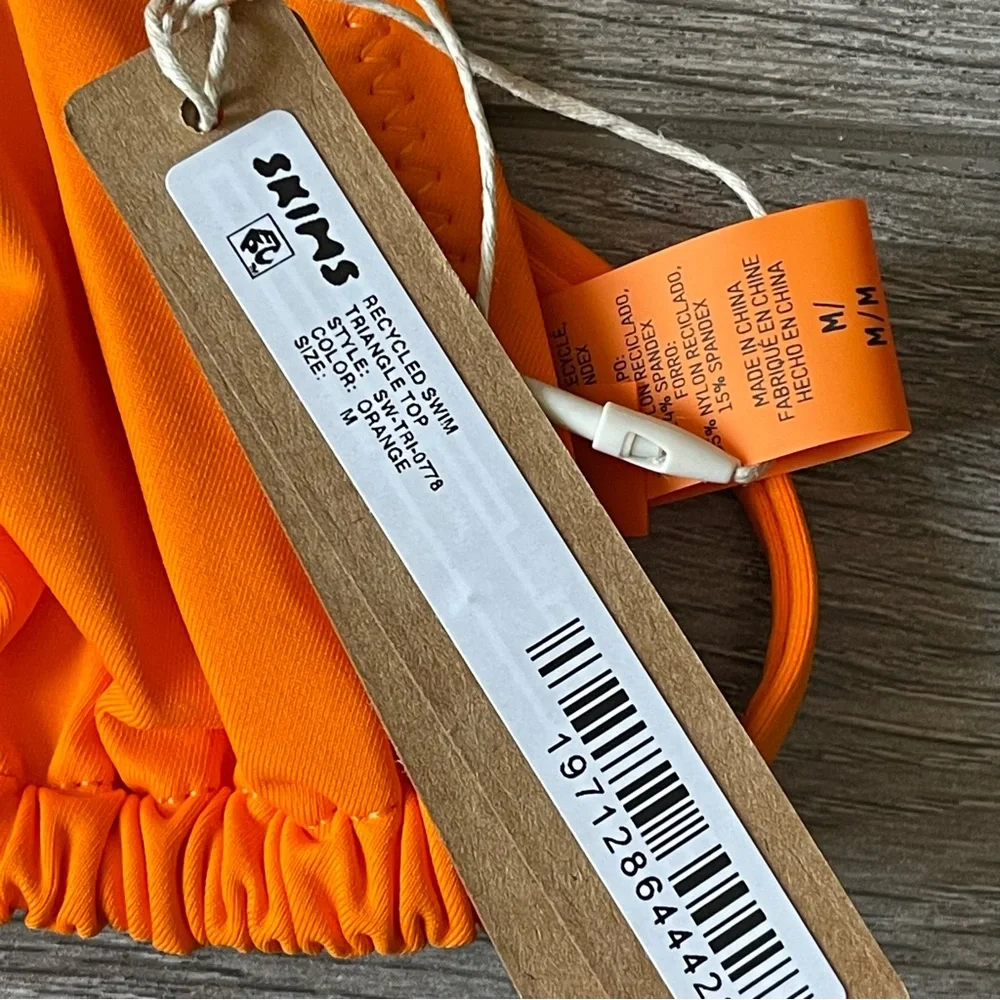 Skims Swim Triangle Bikini Top Orange Size Medium